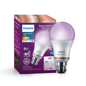 Philips Wiz Wi-Fi Enabled B22 9-Watt LED Smart Bulb, Compatible with Amazon Alexa and Google Assistant(16M Colours +Shades of White + Dimmable + Tunable), Pack of 1