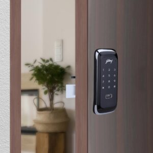Godrej Advantis Rimtronic RF Digital Lock for Wooden Door | 2 in 1 Access | PIN Access | RFID Card | Black