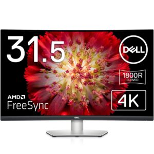 Dell S3221QS 32 Inch (81.28 cm) LED 3840 x 2160 Pixels Curved 4K UHD, VA Ultra-Thin Bezel Monitor, AMD FreeSync, HDMI, DisplayPort, Built in Speakers, VESA Certified, Silver