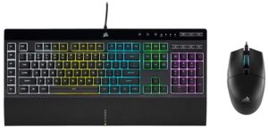 Corsair K55 RGB PRO - Dynamic RGB Backlighting Six Macro Keys Keyboard & Katar Pro Ultra-Light Optical USB Gaming Mouse with Backlit RGB LED, 12400 DPI (Black)