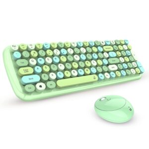 i GEAR KeyBee Retro Typewriter Inspired 2.4GHz Wireless Keyboard with Mouse Combo for Desktop/Laptop and Devices with USB Support, Single Nano Receiver, Round Keycaps, Cleaning Brush (Green)