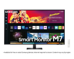 Samsung 107.90 cm (43 inch) h 4K Smart Monitor with Netflix, YouTube, Prime Video and Apple TV Streaming (LS43BM702UWXXL, Black)