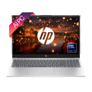 HP Laptop 15, Intel Core Ultra 5 125H, Enhanced by AI, 15.6-inch (39.6 cm), FHD, 16GB DDR5, 512GB SSD, Intel Graphics, FPR, 1080p FHD Camera, Backlit KB (Win 11, Silver, 1.65 kg)