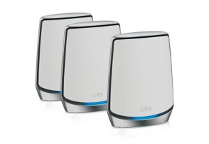 NETGEAR Orbi Whole Home Tri-Band Wi-Fi 6 Mesh System (RBK854), Wi-Fi 6 Router with 3 Satellite Extenders, Coverage up to 10,00 sq. ft. and 60 Plus Devices,11AX Mesh AX6000 Wi-Fi, Upto 6 Gbps