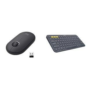 Logitech K380 Wireless Multi Device Bluetooth Keyboard and Mouse Set for PC/Mac/Laptop/Smartphone/Tablet with M350 Pebble Bluetooth Wireless Mouse (Graphite)