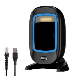 LENVII D2200 Desktop Barcode Scanner 2D Omnidirectional Hands-Free Automatic USB Barcode Reader QR Code Scanner Automatic Image Sensing 1D Bar Code Scanner(Blue)