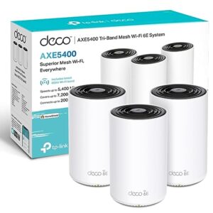 TP-link Deco XE75(3-Pack) AXE5400 Mbps Gigabit Tri-Band Mesh Wi-Fi 6E System Wireless Router | 6 GHz | Beamforming | MU-MIMO OFDMA | 6 Streams | 1.7 GHz Quad-Core CPU, White