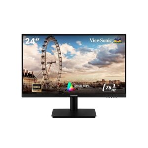 ViewSonic VA2406-H 24 Inch (60.96 Cm) LCD 1920 x 1080 Pixels, Full HD Home and Office Use Monitor, Flicker Free, HDMI, VGA, Audio Out, External Power Adaptor, Black