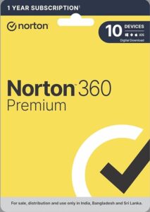 Norton 360 Premium |10 Users 3 Years|Total Security for PC, Mac, Android or iOS|Additionally Includes Password Manager,PC Cloud Back Up, SafeCam for PC |Email Delivery in 2 Hrs