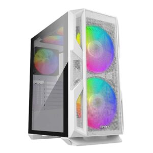 Antec NX Series NX800 White I Mid Tower E-ATX Gaming Case, Tempered Glass Side Panel, 2 x 200mm ARGB Fans in Front, 2 x 140mm ARGB Fans on top and 1x 140mm ARGB Fan in Rear Included