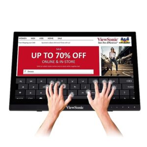 ViewSonic Touch Monitor Td1630-3 16 Inch (39.62 Cm) LCD Fhd 1366 X 768 Pixels 10-Point Projected Capactive Touch, 7H Hardness, Win10 & Linux, Dual Speakers,Bluelight Filter, Hdmi, Vga, Black