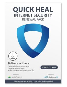 Quick Heal Internet Security Renewal Upgrade - 5 Users, 1 Year(Single Key) (Email Delivery In 2 Hours- No Cd)- Existing 5 User Internet Security Subscription Needed