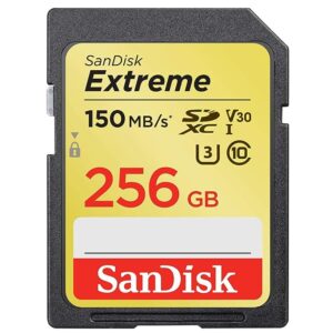 SanDisk Extreme SDXC, SDXVF 256GB, V30, U3, C10, UHS-I, 90MB/s R, 60MB/s W, for 4K Video