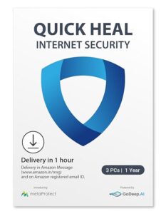 Quick Heal Internet Security - 3 PCs, 1 Year (Email Delivery in 2 hours- No CD)