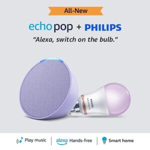 Echo Pop (Purple) Combo with Philips 9W Smart Color Bulb