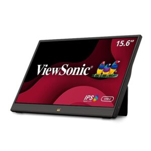 ViewSonic VA1655 16 Inch (40.64 cm) LCD 1920 x 1080Pixels SuperClear IPS Panel Portable Monitor, Full HD 1080p, Less Than 1 KG 9.85 mm Slim, Dual Integrated Speakers, Eye Care, HDMI, DP, Black