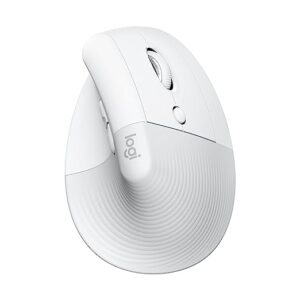 Logitech Lift Vertical Ergonomic Mouse, Wireless, Bluetooth or Logi Bolt USB Receiver, Quiet clicks, 4 Buttons, Compatible with Windows/macOS/iPad OS, Laptop, PC - Pale Grey