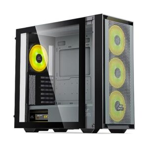Ant Esports 690 Air Mid- Tower Computer Case/Gaming Cabinet - Black/Grey | Supports E-ATX, ATX, Micro-ATX, Mini-ITX | Pre-Installed 3 x 120mm ARGB Fans in Front