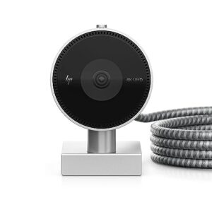 HP 950 4K UHD 720p HD 60 FPS Webcam with Auto Focus & Auto framing/Inbuilt Privacy Shutter/ 360 Swivel/Silver and Black