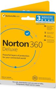 Norton 360 Deluxe |3 Users 3 Years|Total Security for PC, Mac, Android or iOS|Additionally Includes Password Manager,PC Cloud Back Up, SafeCam for PC |Physical Delivery |No CD