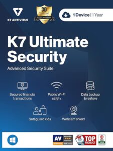K7 Ultimate Security Antivirus Software 2023 | 1 Devices, 1 Year- (Voucher Activation Key card)