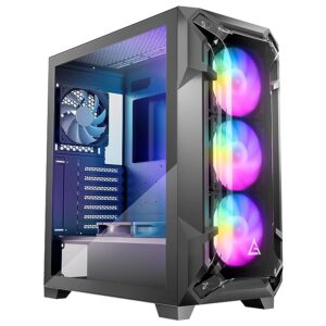 Antec DF600 Flux Mid-Tower ATX Computer Cabinet/Gaming Case | Built in Fan Controller | 4 mm Tempered Glass Side Panel with 3 x 120mm ARGB Fans + 2 x 120 mm Black Fans