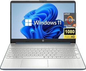 HP Newest 15.6" FHD Laptop, 6-core AMD Ryzen 5 5500U Processor, 16GB RAM, 512GB SSD, Bluetooth, HDMI, Webcam, Windows 11 Home, Spruce Blue