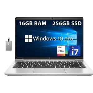 HP 2022 EliteBook 640 G9 14" FHD Business Laptop, 12th Gen i5-1235U, 16GB RAM, 256GB PCIe SSD, Backlit Keyboard, Fingerprint Reader, 720p Camera, Wi-Fi 6E, Win 10 Pro, Silver, 32GB SnowBell USB Card