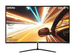 Acer ED320QR 31.5 Inch Full HD (1920x1080 Pixels) VA Panel Curved Gaming LCD Monitor with LED Backlight with 165Hz Refresh Rate AMD Free Sync and 2 X HDMI 1 X Display Port, Eye Care Features, Black