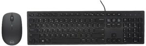 Dell 570-AAMH WM126 USB Optical LED 3-Button Mouse, Black & KB216 Wired Multimedia USB Keyboard, Black (580-ADMT)