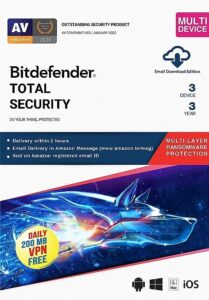 BitDefender Total Security Latest Version (Windows / Mac / Android / iOS) - 3 Devices, 3 Years (Email Delivery in 2 hours - No CD)