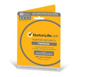 Norton Security Premium - 10 Devices - 3 Year (Total Security For PC, Mac, Android, IOS) - Physical Delivery (Activation Key Card)