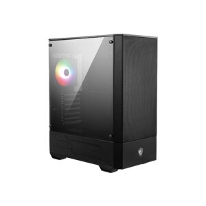MSI MAG Forge 111R Mid Tower Cabinet for Gaming PC, Black, 1 ARGB Fan, USB 3.2 Gen1 Type-A, Tempered Glass, Magnetic Dust Filter, Mystic Light RGB, ATX, m-ATX, Mini-ITX, 409 x 214 x 485 mm, 5.3 kg