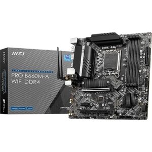 MSI PRO B660M-A WiFi ProSeries Motherboard (mATX, 12th Gen Intel Core, LGA 1700 Socket, DDR5, PCIe 4, 2.5G LAN, M.2 Slots, Wi-Fi 6)