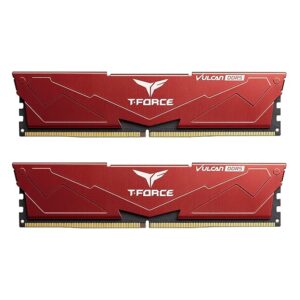 TeamGroup T-Force Vulcan Z DDR5 Red 32GB Kit (16GBx2) 5200Mhz CL40 Metal Heatsink Desktop Gaming Memory Module Ram - FLRD532G5200HC40CDC01