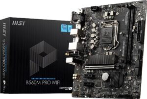 MSI B560M PRO WiFi ProSeries Motherboard (Micro-ATX, 11th/10th Gen Intel Core, LGA 1200 Socket, DDR4, PCIe 4, CFX, M.2 Slot, USB 3.2, 2.5G LAN, DP/HDMI)