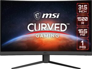 MSI Optix G32CQ4 QHD 1500R Curvature Non-Glare Super Narrow Bezel 1ms LCD 2560 x 1440 Pixels, 165Hz Refresh Rate Tilt Adjustment AMD FreeSync 32 Inch (81.28 cm) Curved Gaming Monitor, Black