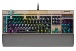 Corsair K100 RGB Optical-Mechanical Gaming Keyboard - Midnight Gold Ipx RGB Optical Mechanical Keyswitches - Axon Hyper-Processing Technology for 8X Faster Throughput - 44-Zone RGB Lightedge
