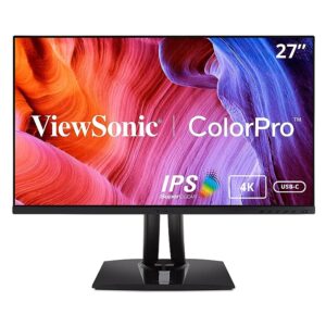 ViewSonic VP2756-4K 27 Inch/68.5 cms 3840 x 2160 Pixels Premium IPS 4K Ergonomic Monitor with Ultra-Thin Bezels, Color Accuracy, Pantone Validated, HDMI, DisplayPort and USB Type C, Black