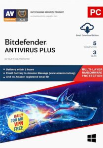 Bitdefender - 5 Computer,3 Years - Antivirus Plus | Windows | Latest Version | Email Delivery in 2 Hours- No CD |